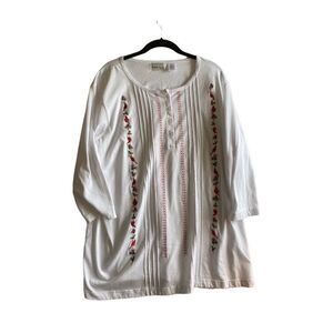 Madison Taylor women’s plus size white long sleeve cardinal/bird top size 2X